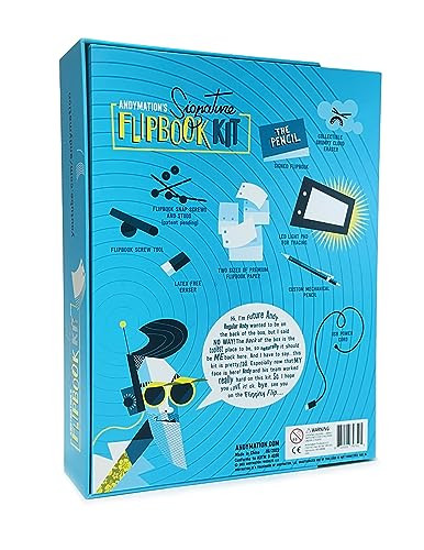 Andymation's Signature Flipbook Kit for Kids & Adults for Drawing Animation, Premium Pre-drilled Flip Book Paper, Removable Binding Screws, Custom Er