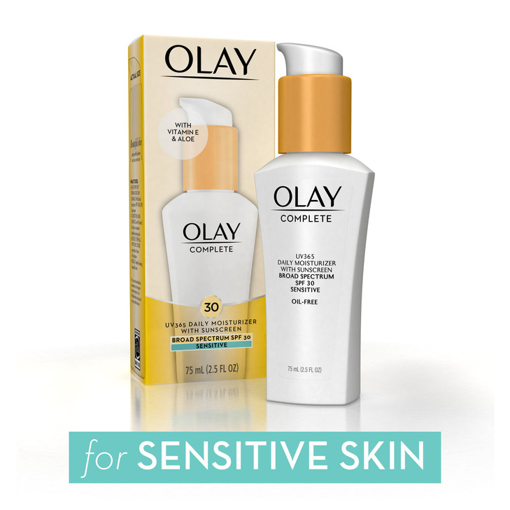 Olay Face Moisturizer, Complete with Sunscreen SPF 30, Fragrance-Free for Sensistive Skin, Broad Spectrum Sun Protection, Long-Lasting Hydration, Non