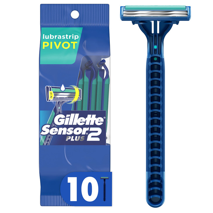 Gillette Sensor2 Plus Pivoting Head Mens Disposable Razors, 10 Count (Pack of 3)