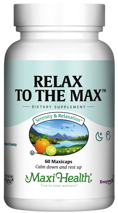 Maxi Health - Relax to The Max Stress Relief Formula (60 Count) Capsules with Vitamin C, Calcium, L-Theanine, L-Taurine & Amino Acids - All Natural C