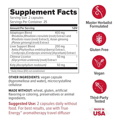Redd Remedies, True Energy, Supports Energy Production and Stamina, 50 Vegan Capsules