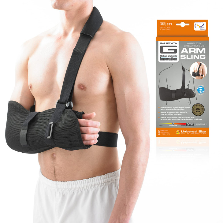 Neo-G Arm Sling, Airflow Breathable - Lightweight Shoulder Sling Helps Support and Elevate Arm, Injury Recovery, Pre/Post Surgery - Adjustable Straps