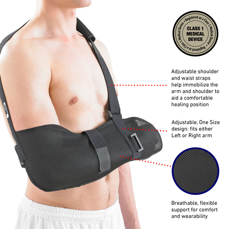 Neo-G Arm Sling, Airflow Breathable - Lightweight Shoulder Sling Helps Support and Elevate Arm, Injury Recovery, Pre/Post Surgery - Adjustable Straps