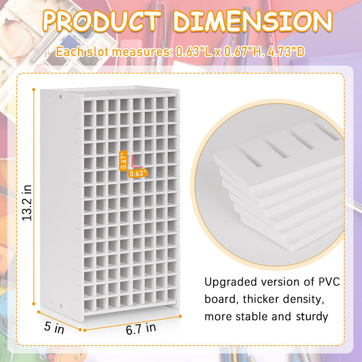 Loghot Marker Storage Organizer Marker Holder 72 Slots Marker Organizer for Desk with Removable Divider Art Marker Rack to Storage Markers Pens Color
