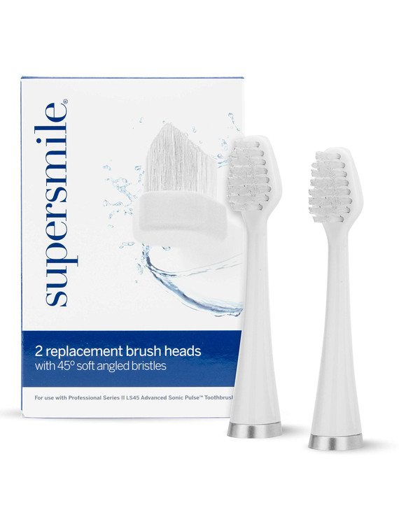 Supersmile Series II LS45 Replacement Brush Heads for Sonic Pulse Toothbrush - Patented 45° Soft Bristles Deliver Professional Teeth Cleaning - No Se