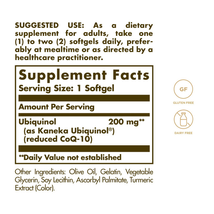 Solgar Ubiquinol 200 mg (Reduced CoQ-10), 30 Softgels - Promotes Heart & Brain Function - Supports Healthy Aging - Coenzyme Q10 - Ubiquinone Suppleme