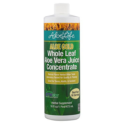 Aloe Life - Whole Leaf Aloe Vera Juice, Certified Organic, Gluten-Free (Aloe Gold, 16 oz)