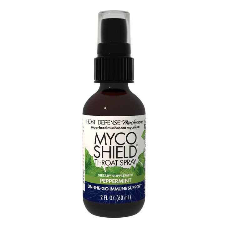 Host Defense MycoShield Throat Spray - Immune Health Support - Dietary Mushroom Supplement with Chaga, Reishi, Turkey Tail & More - On-The-Go Immune