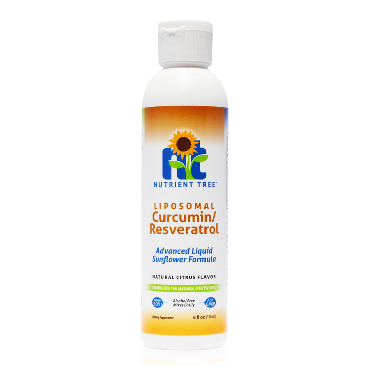 Nutrient Tree Liposomal Curcumin (Tumeric) and Resveratrol, Two Powerful antioxidants, Alcohol Free, No Soy or Gluten, Non-GMO Sunflower Oil