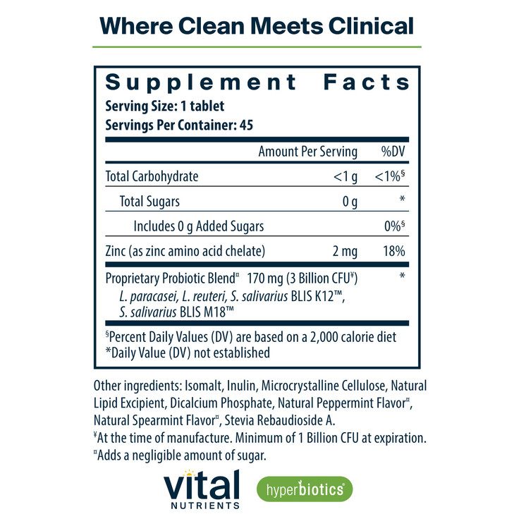 Hyperbiotics Vital Nutrients Pro Dental Probiotic | Clinically Studied BLIS K12 and M18 | Oral Probiotics for Bad Breath treatment for adults | Oral