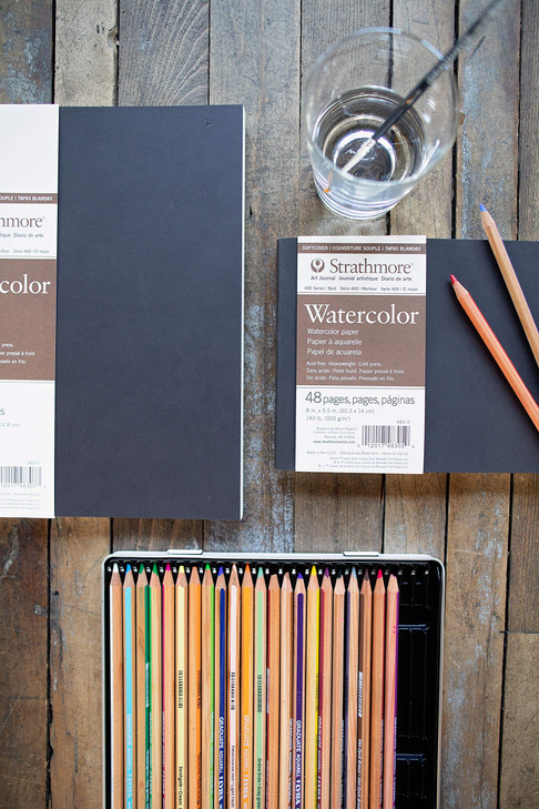 Strathmore 483-7 Softcover Watercolor Art Journal, 7.75" x 9.75", White, 24 Sheets