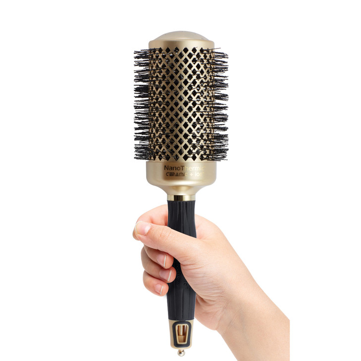 Olivia Garden NanoThermic Ceramic + Ion Round Thermal Hair Brush - Not Electrical - Professional Blowout Brush for Normal to Thick Hair, NT-54G, 2 1/