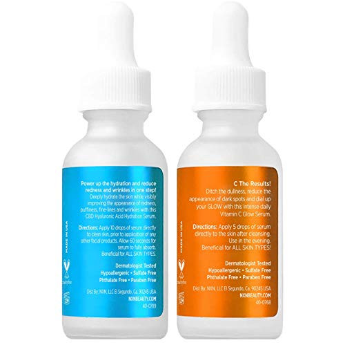 NxN Vitamin C & Hyaluronic Acid Serum Set, Clinically Proven to Brighten Skin, Reduce Dark Spots, Improve Hyper Pigmentation Age Spots, Reduce Fine L