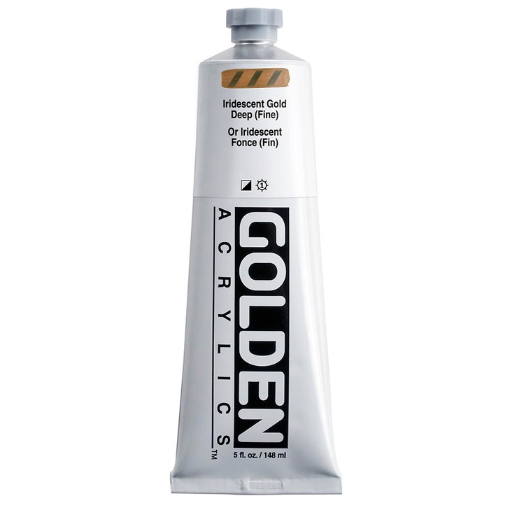 GOLDEN Heavy Body Acrylics, Iridescent Gold Deep (Fine), 5 fl. oz. Tube, Professional Acrylic Paint, Semi-Opaque