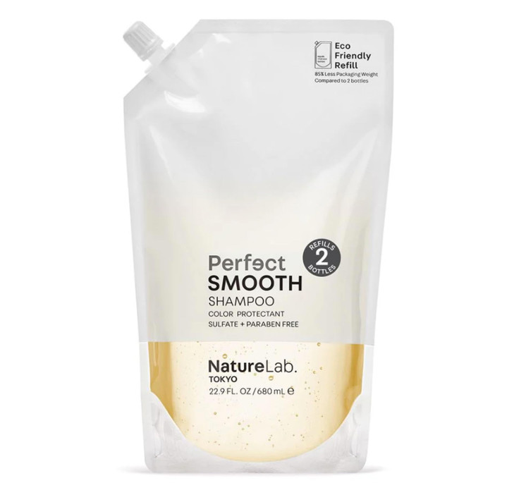 NatureLab.TOKYO Perfect Smooth Shampoo: Eco-Friendly Refill Pouch: Weightless Frizz Control for Smoother, Healthier Hair and Scalp I 22.9 FL OZ / 680