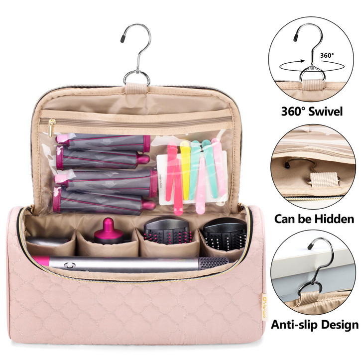 Yarwo Airwrap Travel Case Compatible for Dyson Airwrap Complete Styler All Models and Attachments, Portable Storage Bag with Hanging Hook for Hair Cu