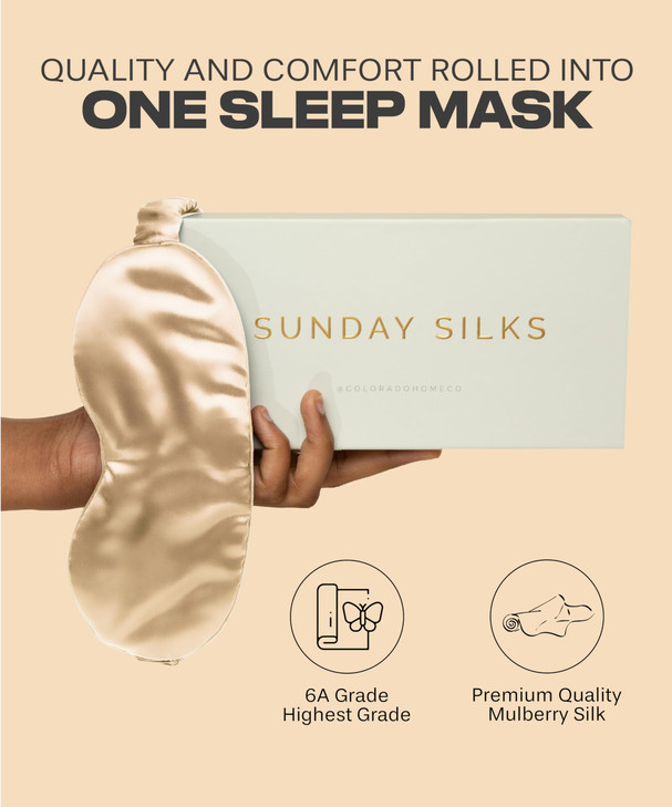 SUNDAYSILKS Exclusive Mulberry Silk Sleep Mask | Soft Eye Covers, Blackout Sleeping Mask for Women & Men | Silk Eye Mask for Sleep, Travel, and Rela
