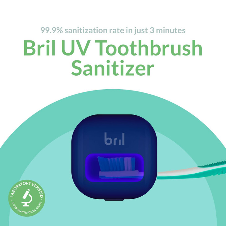 Bril UV-C Toothbrush Sanitizer  Portable Cleaner & Travel Toothbrush Holder  3-Minute Sanitizing Cycle with Rechargeable Battery, Magnetic Holder &
