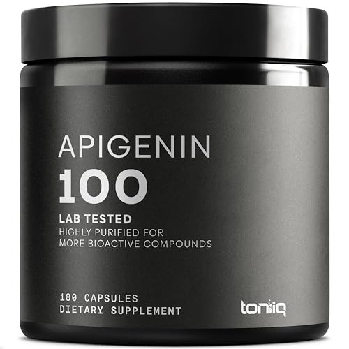 Toniiq Ultra High Strength Apigenin - 100mg Concentrated Formula - 98%+ Highly Purified - 180 Vegetarian Capsules