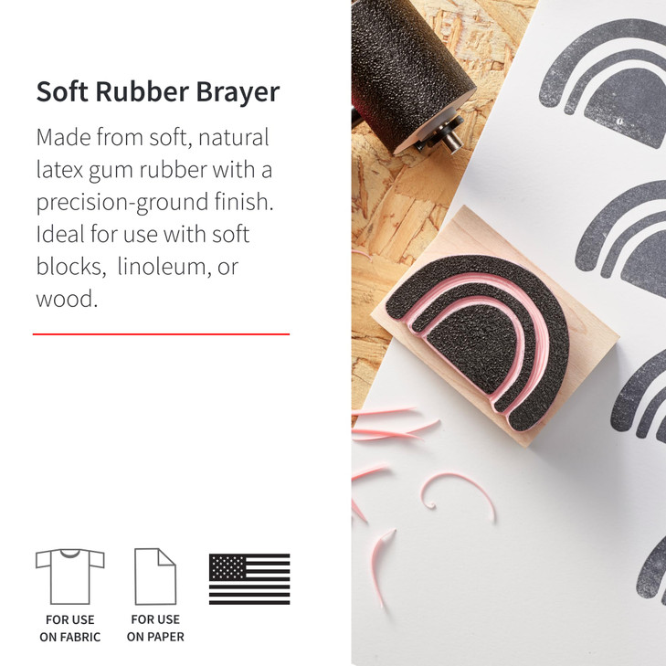 Speedball Deluxe Soft Rubber Brayer - 40/42 Durometer Roller with Heavy Duty Steel Frame  6 Inches