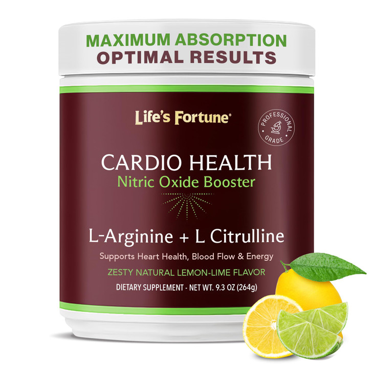 Life's Fortune L Arginine L Citrulline Supplement Powder - High Potency Nitric Oxide Supplement Booster with Natural Lemon Lime Flavor - Cardio Healt