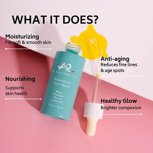 D'Arganette Regenerating Youth Serum Facial Oil Infused With Marula, Grapeseed, Almond & Jojoba Oil- Anti-Aging Moisturizer Face Oil For Dry Skin, Fi