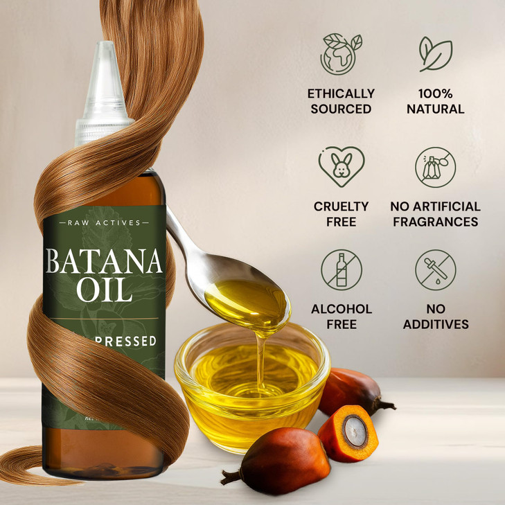 Batana Oil for Hair Growth - 4oz - 100% Pure, Cold Pressed, Unrefined Oil from Honduras - Supports Stronger & Thicker Hair - Dr Sebi Inspired Hair Gr