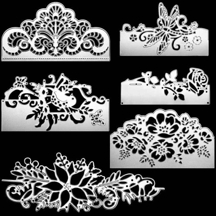 6 Pieces Metal Die Cuts Assorted Flower Cutting Die Artistic Metal Stencils Rose Cutting for Card Making DIY Scrapbook Paper Craft Lace Embossing(Cla