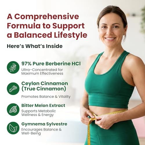 ForestLeaf Berberine Supplement - 1300mg per Serving - Ultra High Potency Berberine HCl with Ceylon Cinnamon, Bitter Melon & Gymnema - Weight Managem