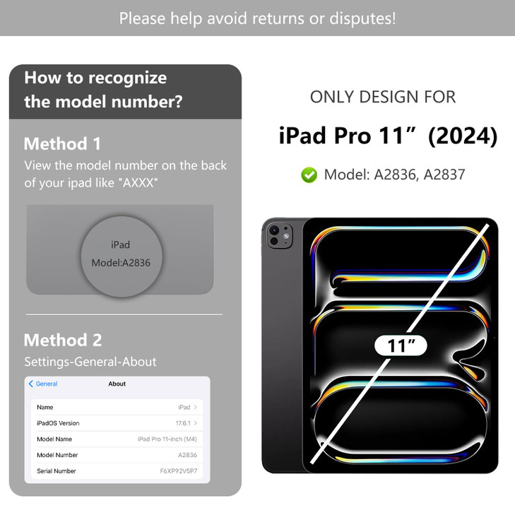 HATOKU Magnetic Case for iPad Pro 11 Inch 2024 5th Generation (M4): Slim Multi - Angle Stand Protective Cover with Pencil Holder and Auto Wake/Sleep