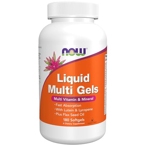 NOW Foods Supplements, Liquid Multi Gels with Lutein and Lycopene, plus Flax Seed Oil, 180 Softgels