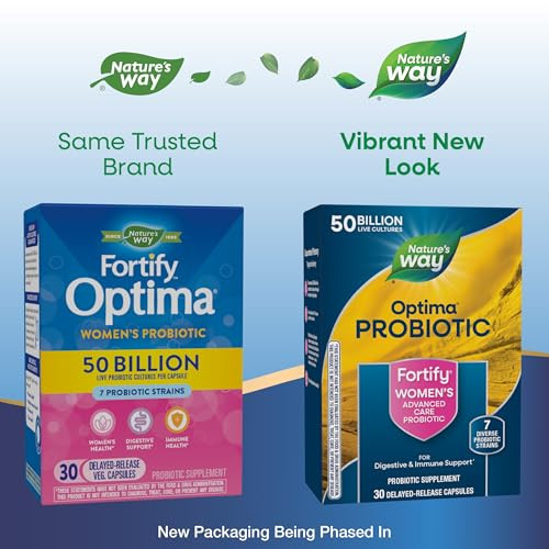 Nature's Way Fortify Optima Women's Probiotics, 50 Billion Live Cultures, 7 Strains, Supports Digestive and Immune Health*, 30 Capsules (Packaging Ma