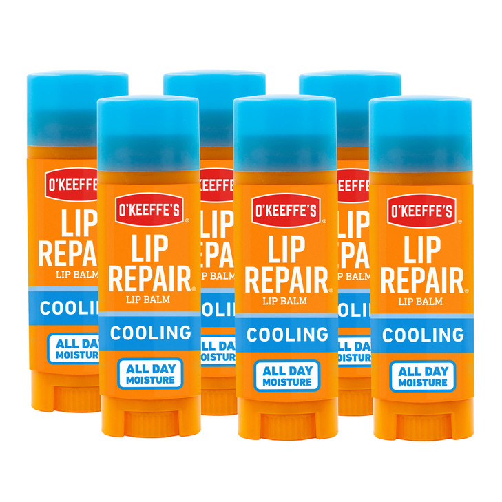 O'Keeffe's Cooling Relief Lip Repair Lip Balm for Dry, Cracked Lips, Stick, (Pack of 6)
