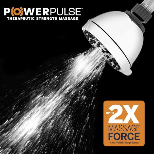 Waterpik PowerPulse Therapeutic Massage Shower Head, 6-Modes, Chrome, XAS-613E