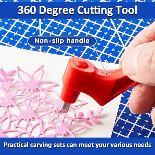 Craft Cutting Tools,360 Degree Rotating Cutting Tools,Art Cutting Tools with Cutting Pen,15/30/45 Degree Blades Cutting Mat for DIY Craft Hobby Scrap