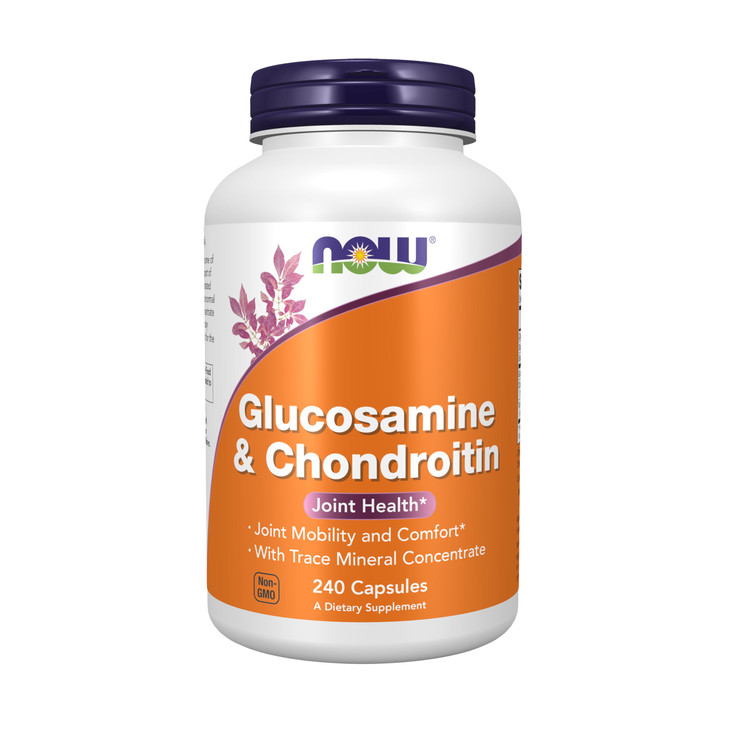 NOW Supplements, Glucosamine & Chondroitin, with Trace Mineral Concentrate and Alfalfa, 240 Veg Capsules