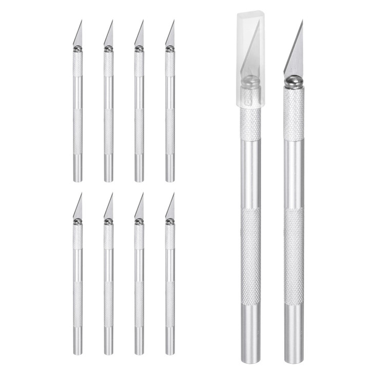 HARFINGTON 10 Pcs Exacto Knife Craft Knife 5.5" Length Replaceable SK2 Blade Precision Cutting Art Knife with Protective Cover for Art Modeling Pumpk
