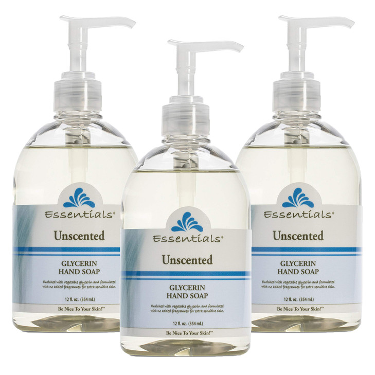 Essentials Glycerin Liquid Hand Soap, Unscented, 12-Fluid Ounce, Pack of 3