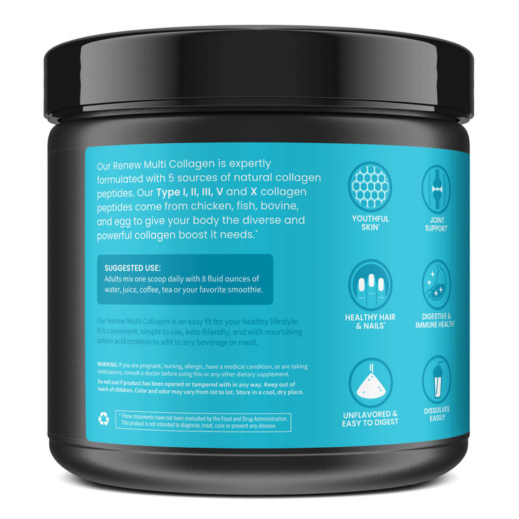 WellPath Multi Collagen Peptides Powder for Women | Renew Multi Collagen Protein for Hair, Nails, Skin | Hydrolyzed Bovine, Marine, & Chicken Sources