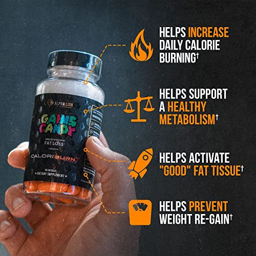 ALPHA LION Gains Candy, Pills That Support Weight Loss, Energy Supplements, 100% Natural Extract, Calorie Burning, Regulates Healthy Metabolism, 60 C