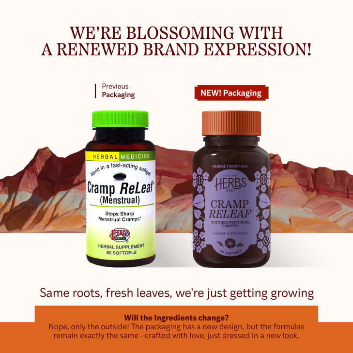 Herbs Etc. Cramp ReLeaf (Menstrual) - Abdominal Muscle Support - Herbal Supplement to Aid Menstrual Health - Period Cramp Support with Black Haw, Cra