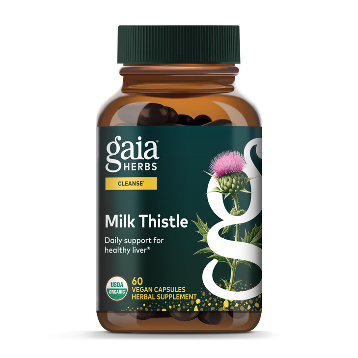 Gaia Herbs Milk Thistle - Liver Supplement & Cleanse Support for Helping to Maintain Healthy Liver Function* - 60 Vegan Capsules (20 Servings)