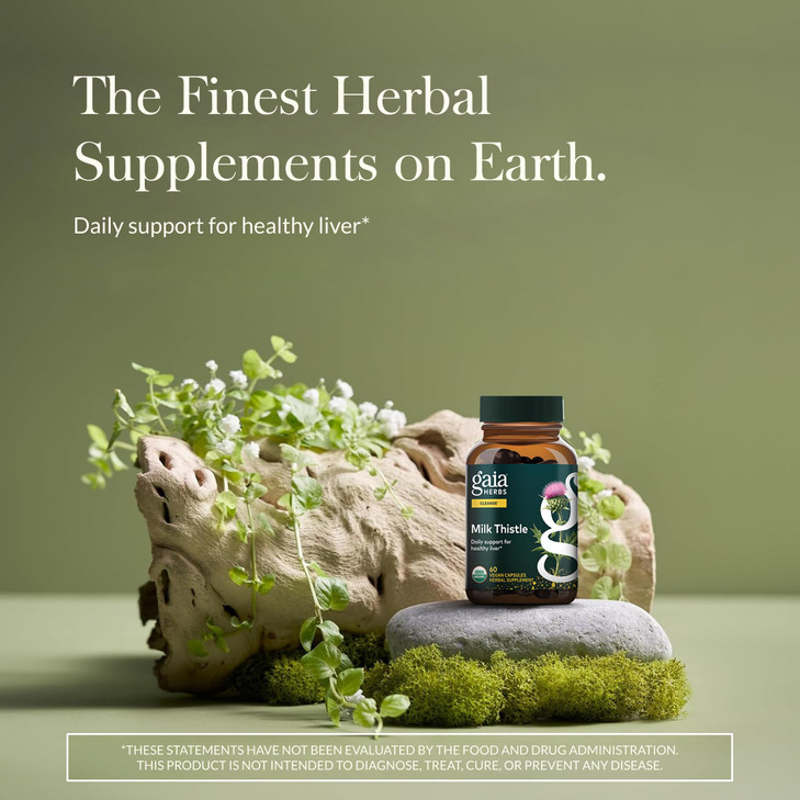 Gaia Herbs Milk Thistle - Liver Supplement & Cleanse Support for Helping to Maintain Healthy Liver Function* - 60 Vegan Capsules (20 Servings)