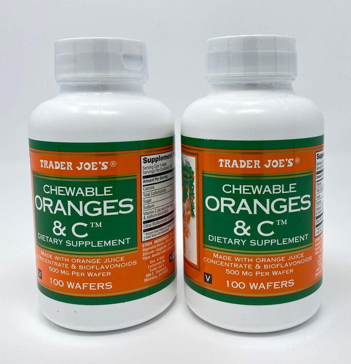 2 Bottles Trader Joe's Chewable Oranges & C Dietary Supplement