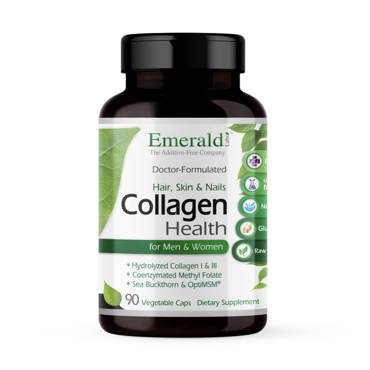 EMERALD LABS Collagen Health - Hydrolyzed Collagen for Healthy Hair, Skin & Nails with Saw Palmetto & Beta-Sitosterol - Also Supports Immune & Adrena