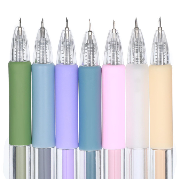 Dimeho Craft Cutting Tool, 7Pcs Student Utility Paper Cutter Retractable Precision Paper Cutting Carving Tools Cartoon Pattern Art Utility Hobby Knif