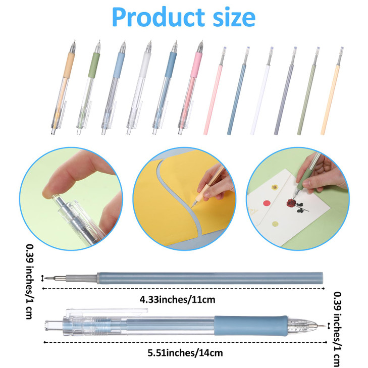 ElevateTech 6 PCS Knife Pen Craft Cutting Tools, Art Cutting Tools Kit Precision Paper Cutter Pen with 6pcs Refillable Tungsten Steel Cutter Head Ref