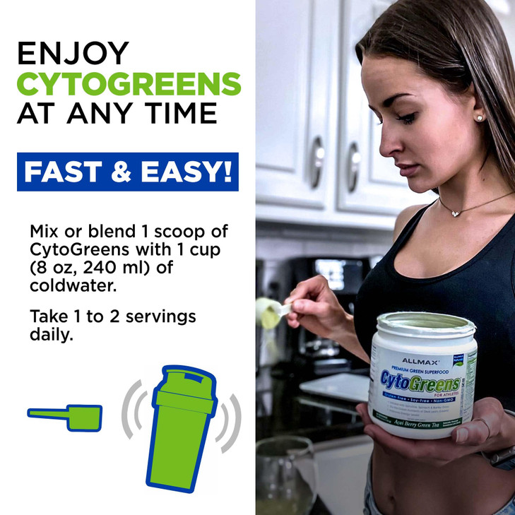 ALLMAX Naturals CytoGreens Super Greens Powder, Premium Green Superfood with Greens, Superfoods, Prebiotic & Enzymes, Daily Greens Supplement, Chocol