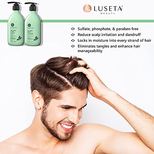 Luseta Tea Tree and Mint Conditioner 33.8 Oz, Refreshing & Nourishing Scalp Anti-dandruff, infused with Tea Tree & Peppermint Oil, Paraben Free and S
