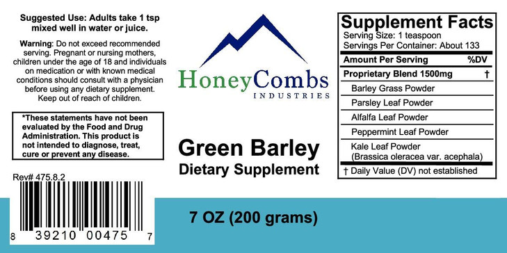 Green Barley 4  Natural Chlorophyll - Superfood Greens and Chlorophyll Blend Powder Supplement  Nutrient Rich Organic Alfalfa, Barley Grass, Parsle
